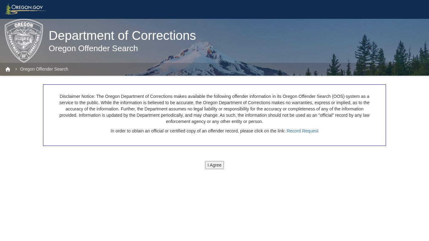 Oregon Department of Corrections Inmate Search