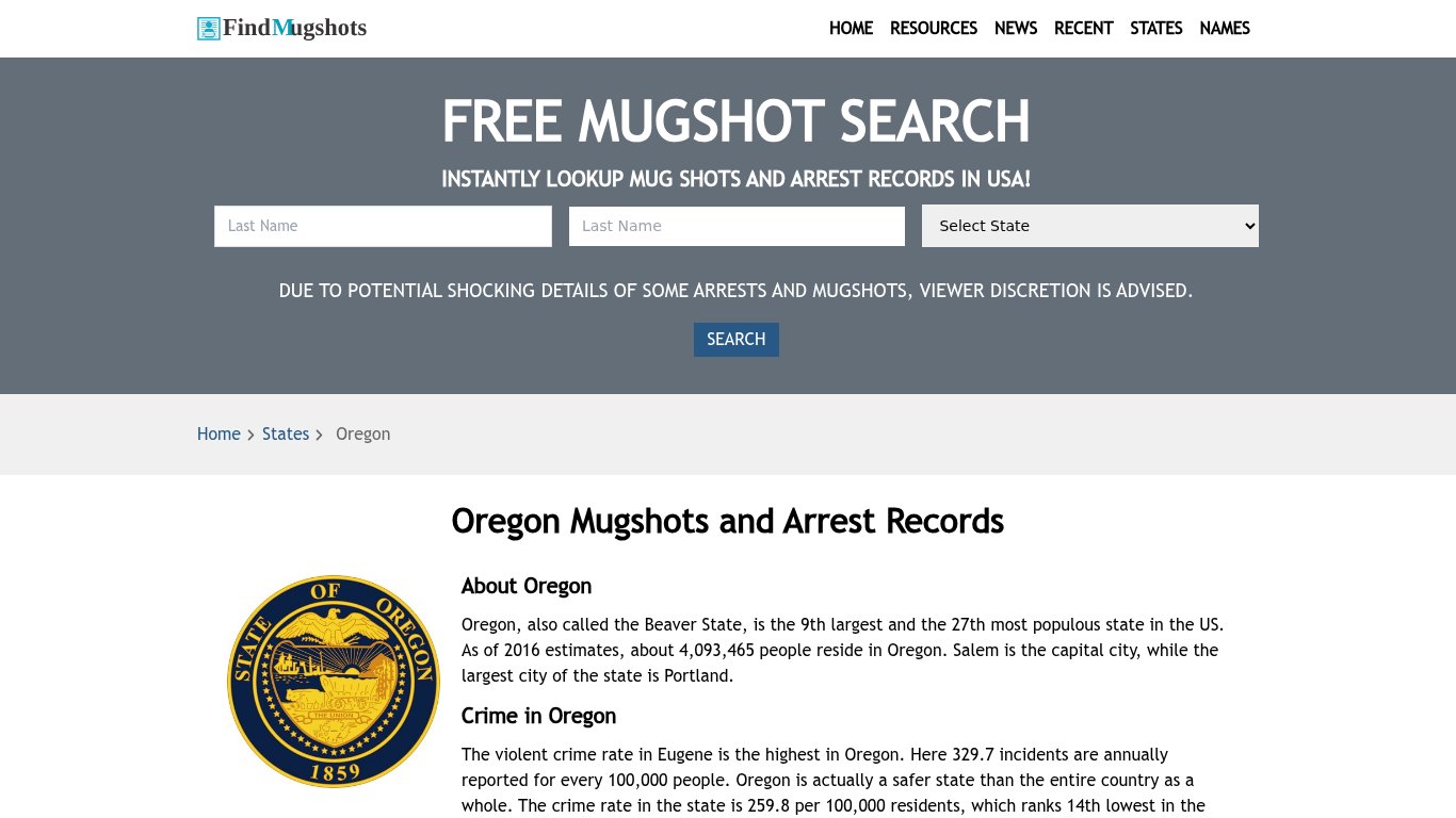 Find Oregon Mugshots - Find Mugshots